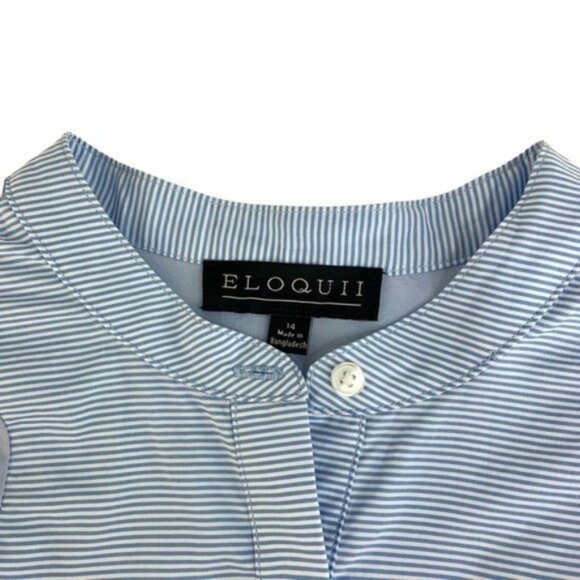 Eloquii Blue Long Sleeve Striped Shirt Dress - Picture 4 of 7